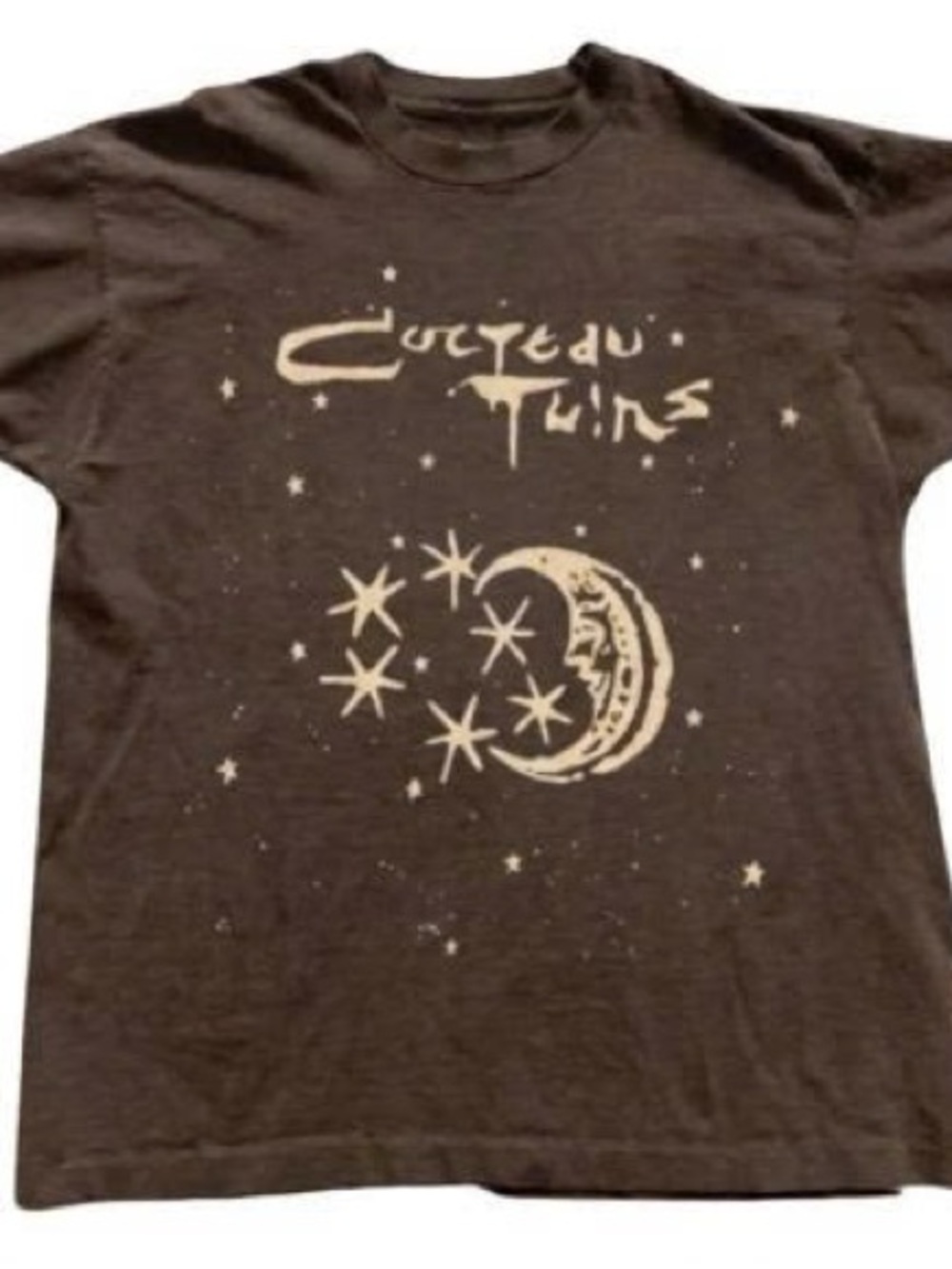 Brown Short Sleeve Tee with Cream Moon Graphic